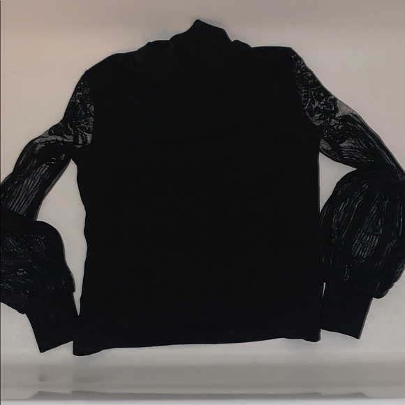 Chic Black Lace Bishop Sleeve Top - Picture 1 of 1